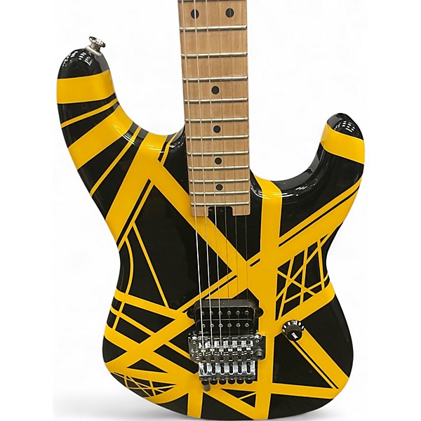 Used EVH Striped Series Black And Yellow Solid Body Electric Guitar