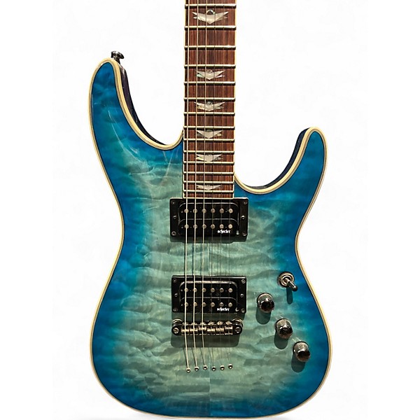 Used Schecter Guitar Research Omen Extreme 6 Ocean Blue Burst Solid Body Electric Guitar