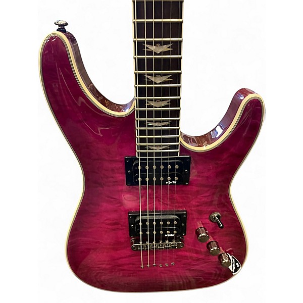 Used Schecter Guitar Research Omen Extreme 6 Magenta Solid Body Electric Guitar