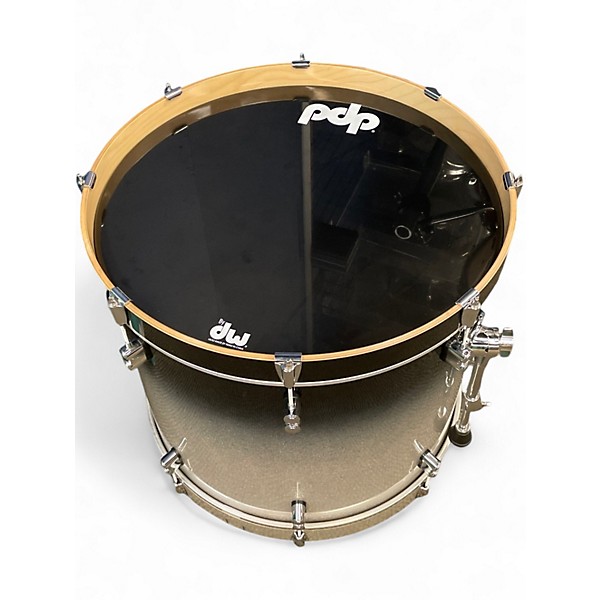 Used PDP by DW 7 Piece Concept Series SILVER AND BLACK SARKLE Drum Kit