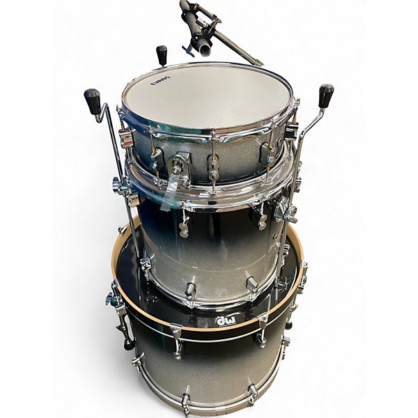 Used PDP by DW 7 Piece Concept Series SILVER AND BLACK SARKLE Drum Kit