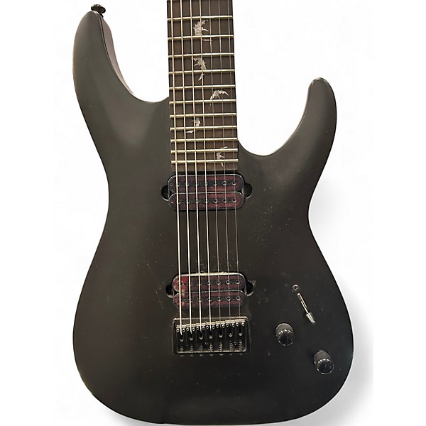 Used Schecter Guitar Research Damien Elite 7 Black Solid Body Electric Guitar