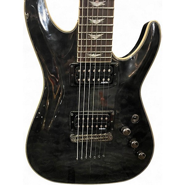 Used Schecter Guitar Research Omen Extreme 7 See Thru Black Solid Body Electric Guitar