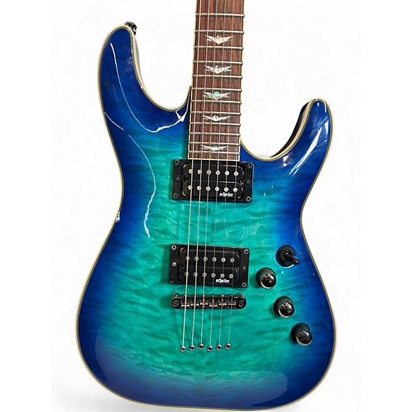 Used Schecter Guitar Research Omen Extreme 6 Blue Solid Body Electric Guitar
