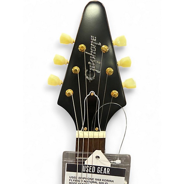 Used Epiphone 1958 Korina Flying V Natural Solid Body Electric Guitar