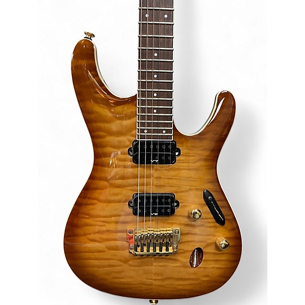 Used Ibanez S5521Q Prestige Series Amber Solid Body Electric Guitar