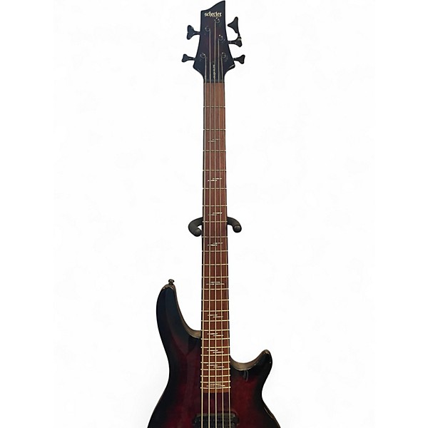 Used Schecter Guitar Research omen elite 5 Candy Red Burst Electric Bass Guitar