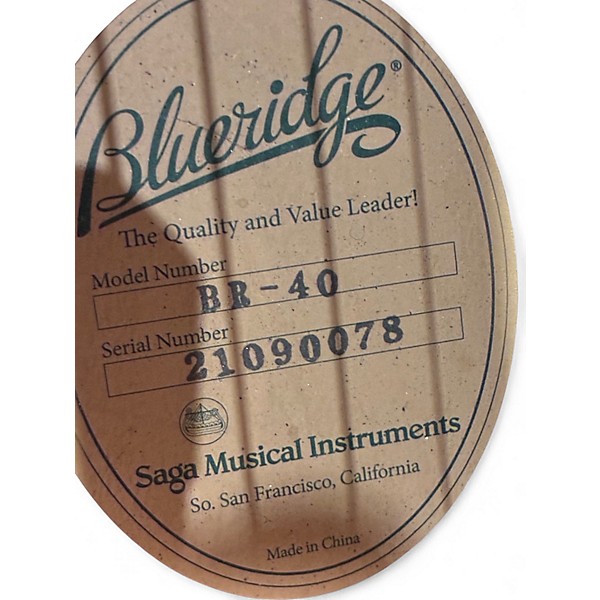 Used Blueridge BR40 Contemporary Series Dreadnought Natural Acoustic Guitar