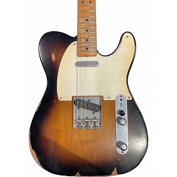 Used Fender Road Worn 1950S Telecaster 2 Tone Sunburst Solid Body Electric Guitar