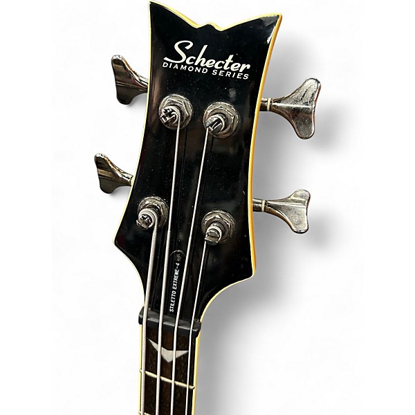 Used Schecter Guitar Research Stiletto Extreme 4 String Trans Red Electric Bass Guitar