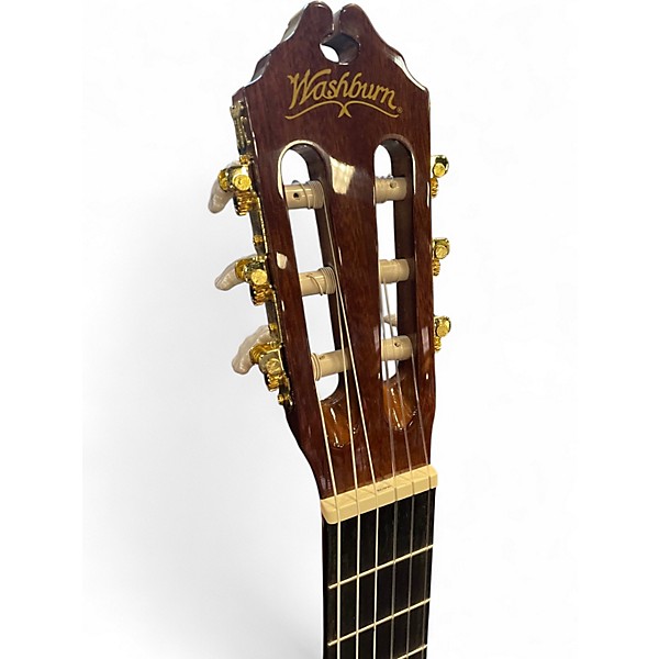 Used Washburn C5ce-a Trans Orange Classical Acoustic Electric Guitar