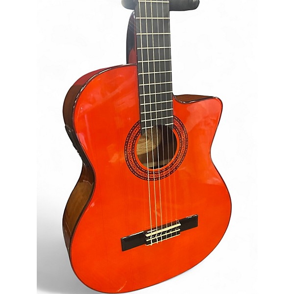 Used Washburn C5ce-a Trans Orange Classical Acoustic Electric Guitar