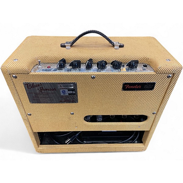 Used Fender Blues Junior Lacquered Tweed 15W Tube Guitar Combo Amp