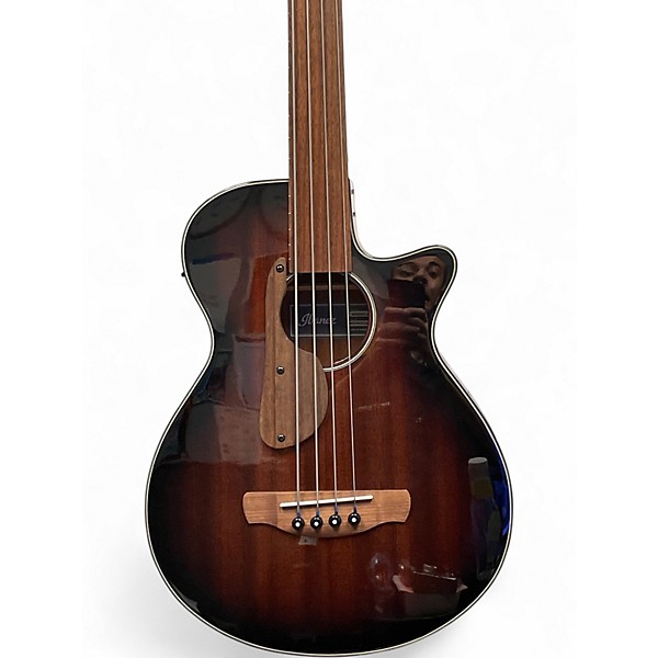 Used Ibanez AEBG24FE FRETLESS *AS IS* Brown Sunburst Acoustic Bass Guitar