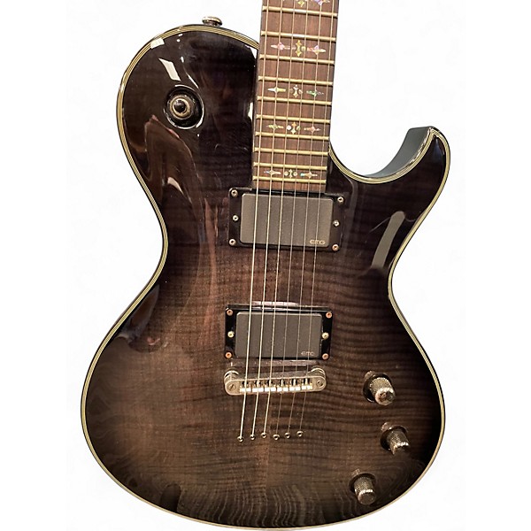 Used Schecter Guitar Research Damien Elite Solo See-Thru Black Solid Body Electric Guitar