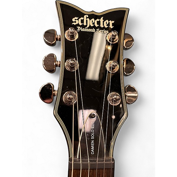 Used Schecter Guitar Research Damien Elite Solo See-Thru Black Solid Body Electric Guitar