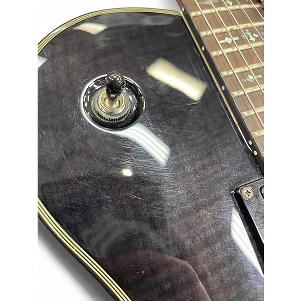 Used Schecter Guitar Research Damien Elite Solo See-Thru Black Solid Body Electric Guitar