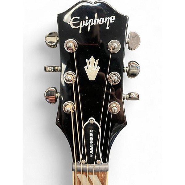 Used 2021 Epiphone Hummingbird Inspired By Gibson Trans Ebony Acoustic Electric Guitar