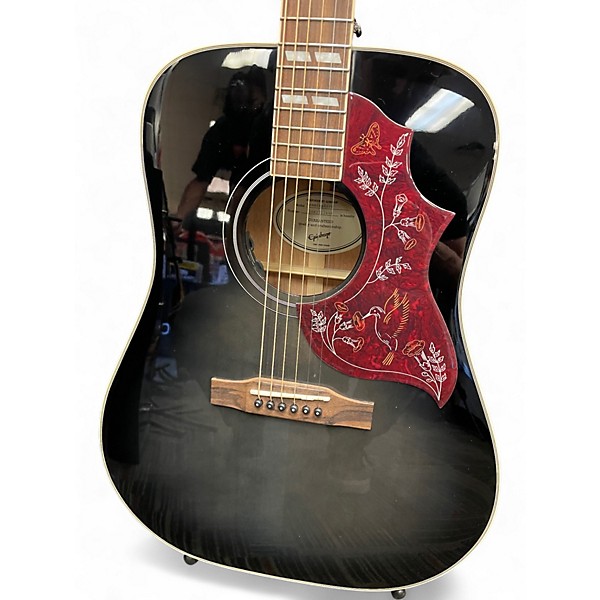 Used 2021 Epiphone Hummingbird Inspired By Gibson Trans Ebony Acoustic Electric Guitar