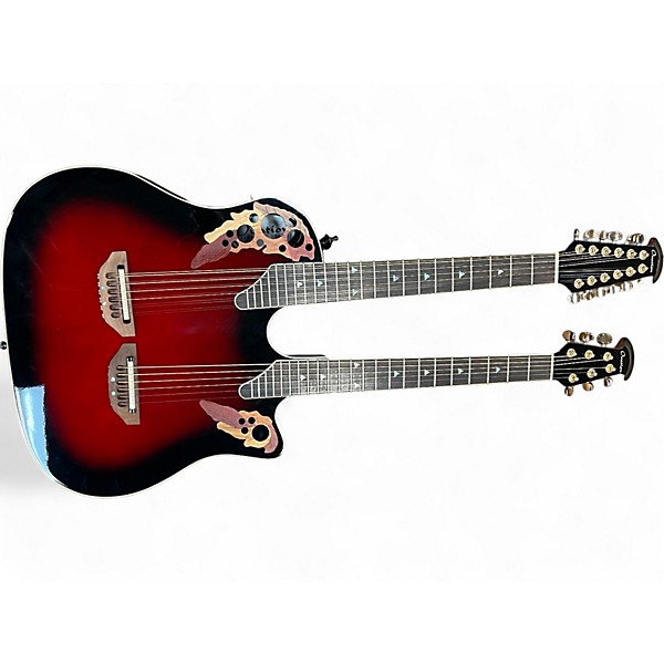 Used Ovation CSE225 Celebrity Double Neck Crimson Red Burst Acoustic Electric Guitar