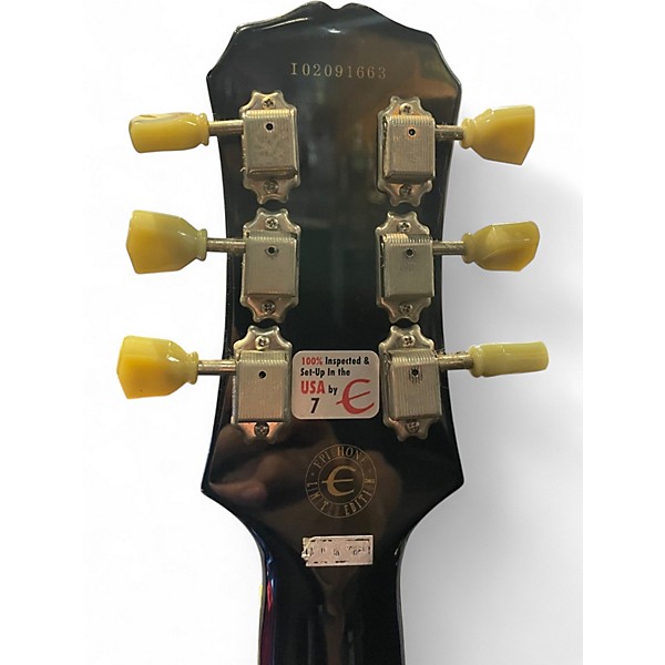 Used 2002 Epiphone Les Paul Classic Quilt Trans Black Solid Body Electric Guitar