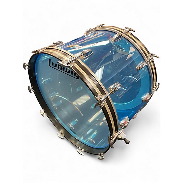 Used 1970s Ludwig 22x14 vistalite kick Blue Drum