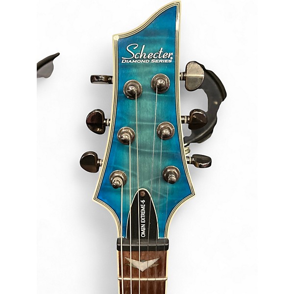 Used Schecter Guitar Research Omen Extreme 6 Ocean Blue Burst Solid Body Electric Guitar