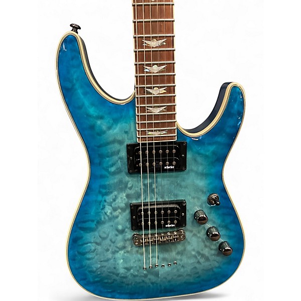 Used Schecter Guitar Research Omen Extreme 6 Ocean Blue Burst Solid Body Electric Guitar