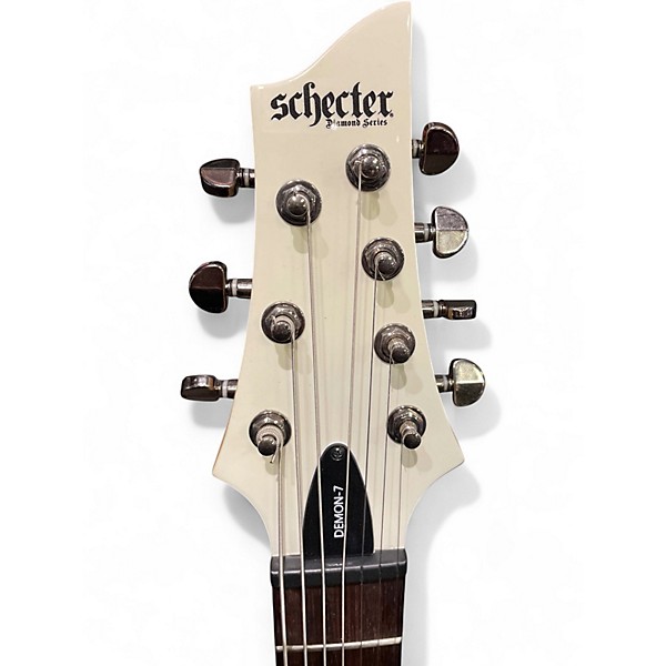 Used Schecter Guitar Research Demon 7 String Vintage White Solid Body Electric Guitar