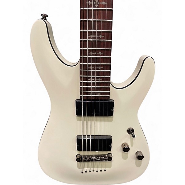 Used Schecter Guitar Research Demon 7 String Vintage White Solid Body Electric Guitar