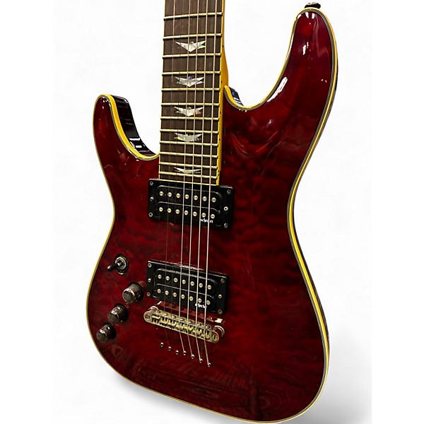 Used Schecter Guitar Research Omen 7 Left Handed Black Cherry Solid Body Electric Guitar