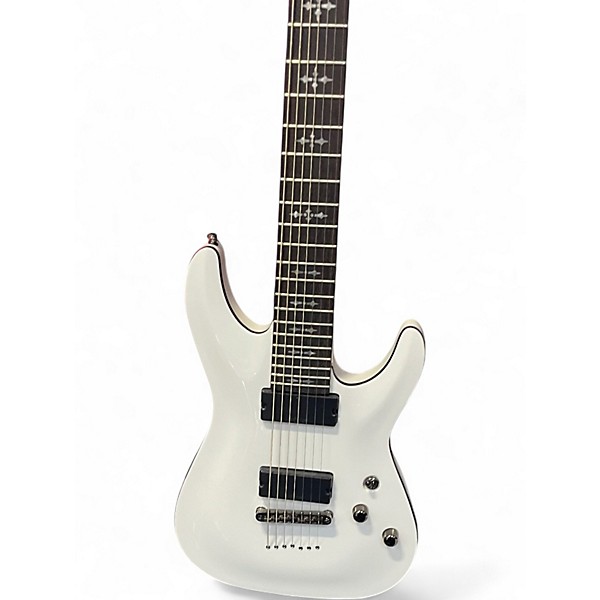 Used Schecter Guitar Research Demon 7 String Alpine White Solid Body Electric Guitar