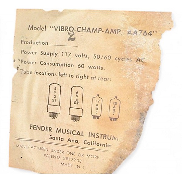 Vintage 1966 Fender VIBRO CHAMP Tube Guitar Combo Amp