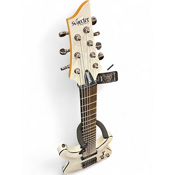 Used Schecter Guitar Research Demon 7 String Pearl White Solid Body Electric Guitar