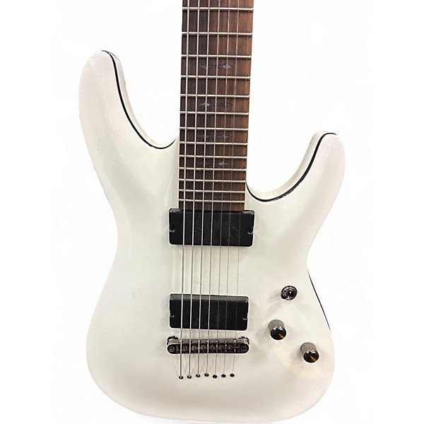 Used Schecter Guitar Research Demon 7 String Pearl White Solid Body Electric Guitar