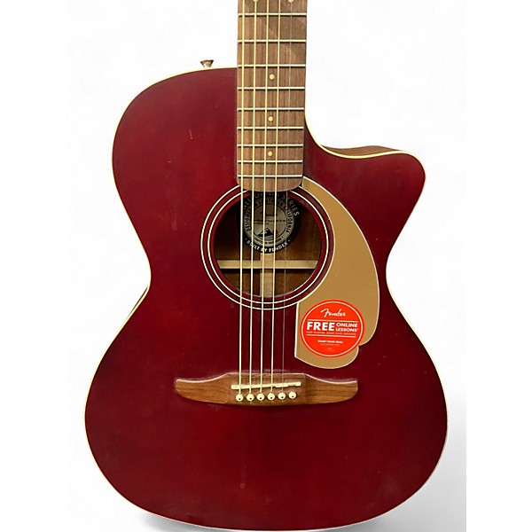 Used Fender Newporter Player Burgundy Acoustic Electric Guitar