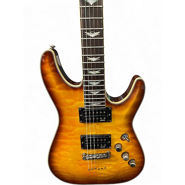Used Schecter Guitar Research Diamond Series Omen Extreme Vintage Sunburst Quilted Maple Solid Body Electric Guitar