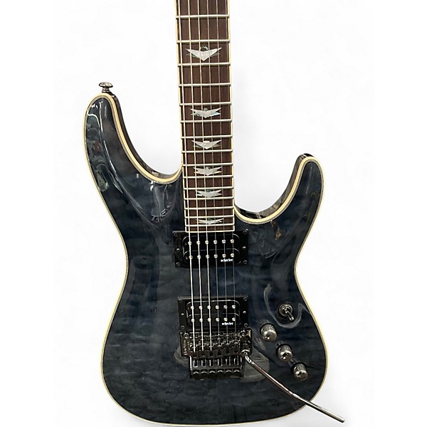 Used 2024 Schecter Guitar Research Omen Extreme 6 Floyd Rose See-Thru Black Solid Body Electric Guitar