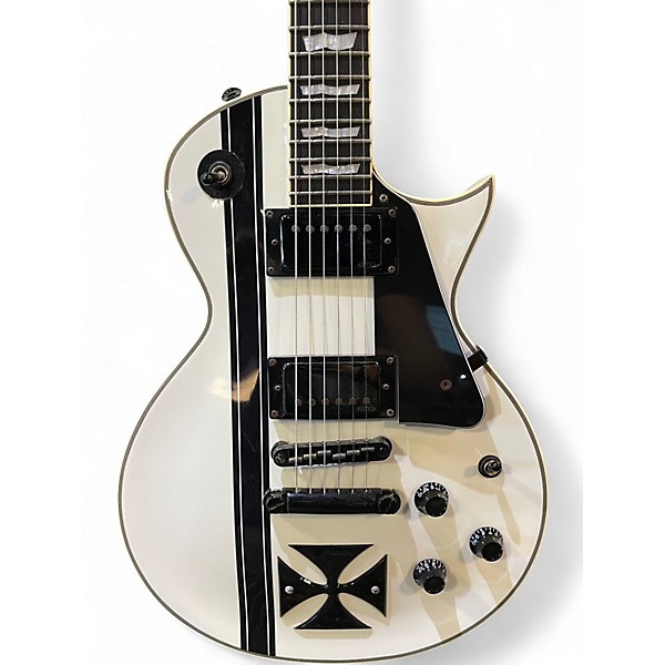Used ESP LTD James Hetfield Signature Iron Cross Black and White Solid Body Electric Guitar