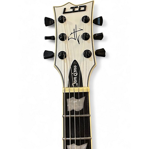 Used ESP LTD James Hetfield Signature Iron Cross Black and White Solid Body Electric Guitar