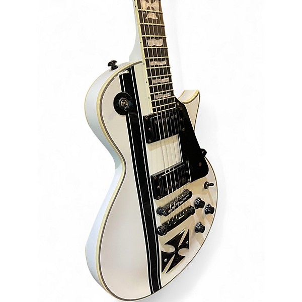 Used ESP LTD James Hetfield Signature Iron Cross Black and White Solid Body Electric Guitar