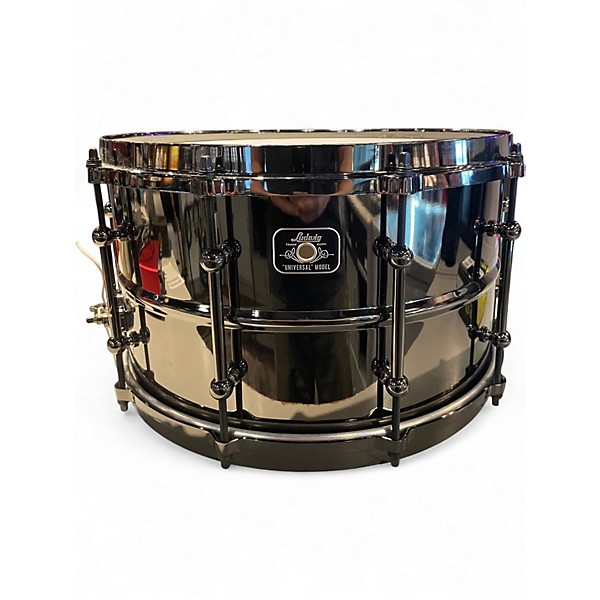 Used Ludwig 14in Universal Series Black Brass Snare Drum With Chrome H Black Chrome Drum