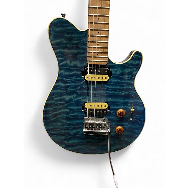 Used Sterling AX3 SUB AXIS BLUE QUILT Solid Body Electric Guitar