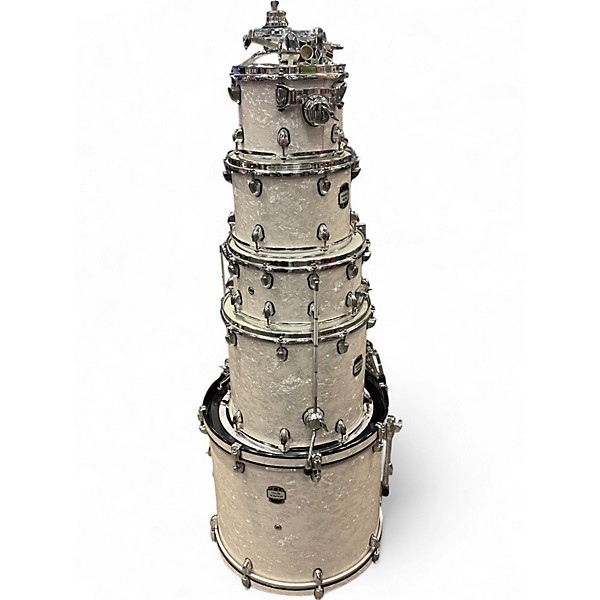 Used Mapex 5 Piece Mydentity white marine pearl Drum Kit