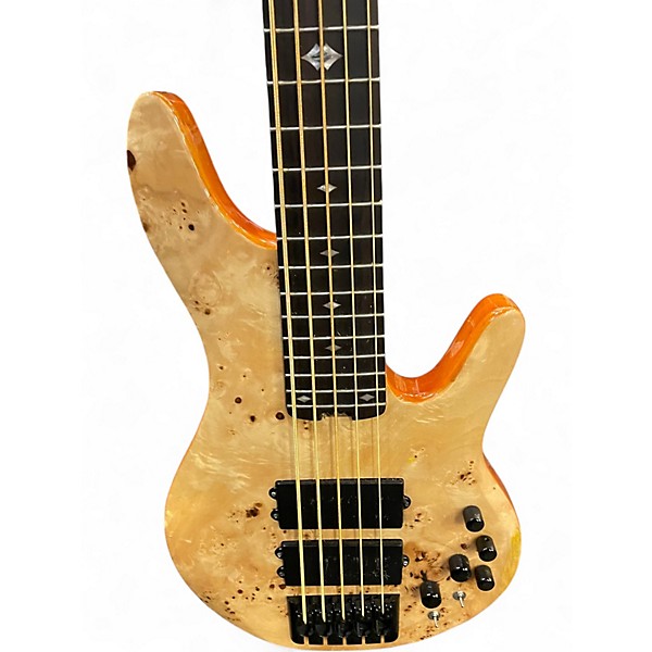 Used Michael Kelly PINNACLE 5 NATURAL POPLAR BURL Electric Bass Guitar