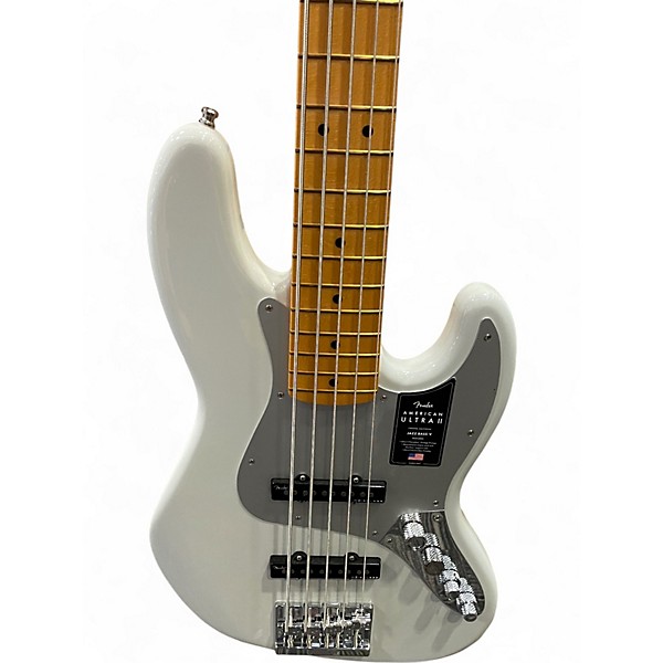 Used Fender American Ultra II Jazz Bass V Arctic White Electric Bass Guitar