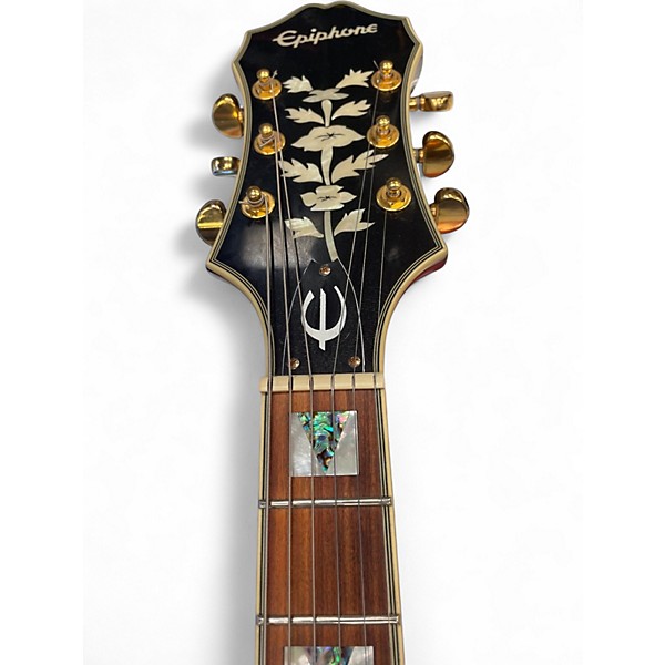 Used Epiphone Sheraton II Black and Gold Hollow Body Electric Guitar