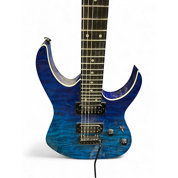 Used Ibanez GRG7221QA Trans Blue Solid Body Electric Guitar