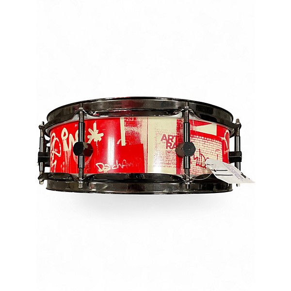 Used Brooklyn Tagz 4X14 SNARE DRUM RED & WHITE Drum