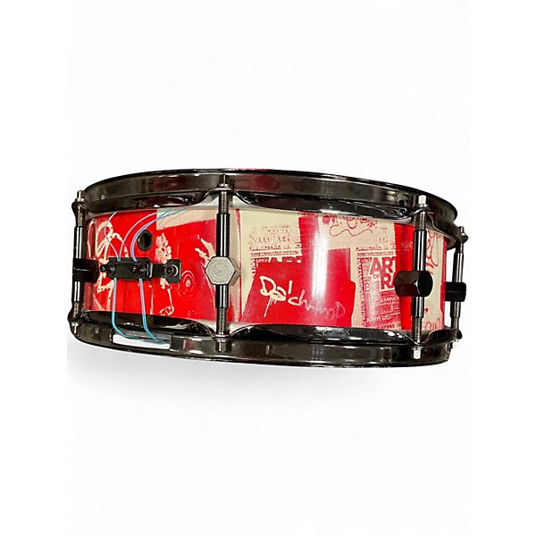 Used Brooklyn Tagz 4X14 SNARE DRUM RED & WHITE Drum